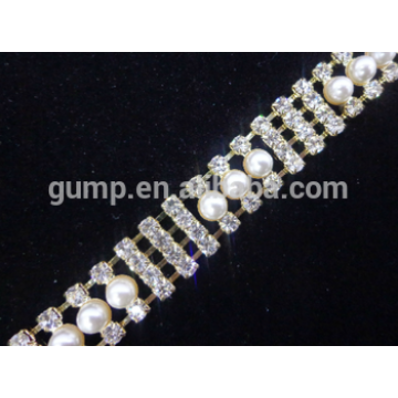 Cristal rhinestone trim copo de corrente para o vestido de casamento